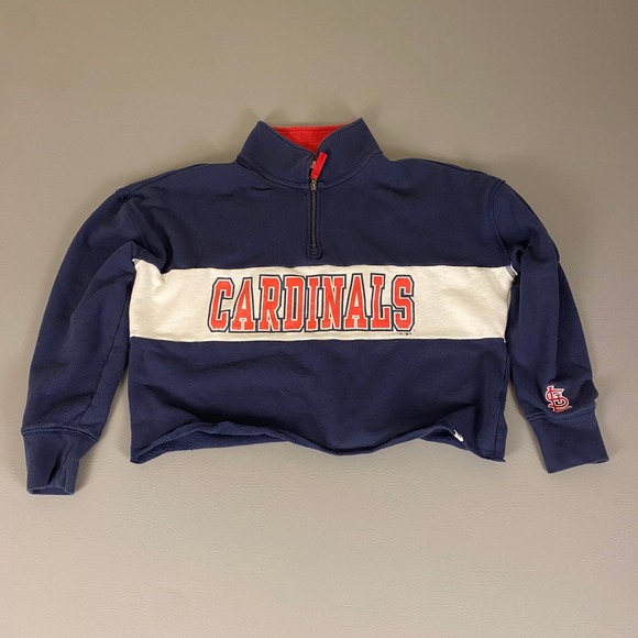 St Louis  Cardinals Cropped Sweatshirt Top  '47 MLB Baseball Quarter Zip Medium - Picture 1 of 14